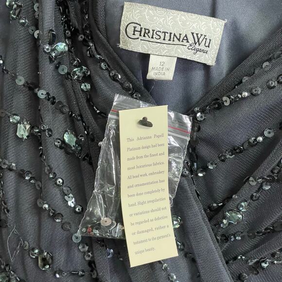 NWT Christina Wu Elegance Gunmetal Gray Embellished Mother of the Bride Gown 12 - Picture 5 of 8